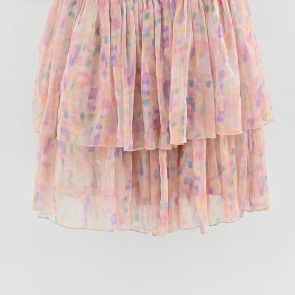 Maya Puff Sleeve Organza Mini Dress Size 8 Pastel Multi Floral Tiered Fairycore - Picture 12 of 15